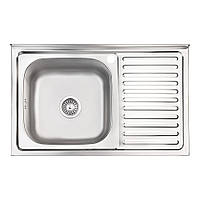 Кухонна мийка Lidz 5080-L 0,8 мм Satin (LIDZ5080LSAT8)