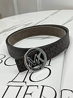 Ремень Майкл Корм Унисекс Коричневый Серебро Кожаный Брендовый Женский Мужской Michael Kors Денвер Ремінь