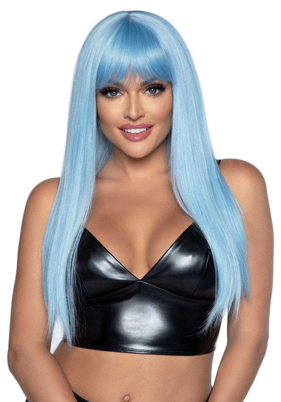Довга блакитна перука Leg Avenue Long straight bang wig Blue, гладенька, 61 см, фото 1