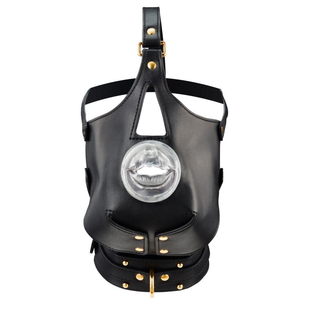 Маска-збруя для орального сексу з повідцем LOCKINK SEVANDA Blowjob Head Muzzle with Leash KW