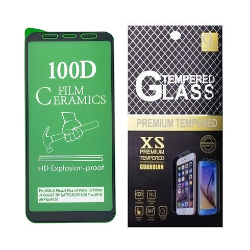 Протиударна захисна плівка Ceramics 9D для Samsung A730 Galaxy A8 Plus Full Glue чорна рамка, глянцева
