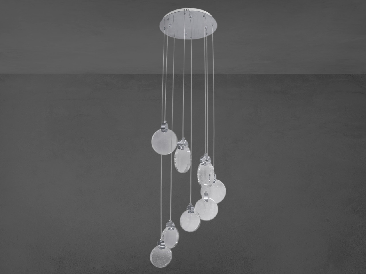 Каскадна LED люстра для сходового холу, колір срібло, 24W 3008-8SV-LS