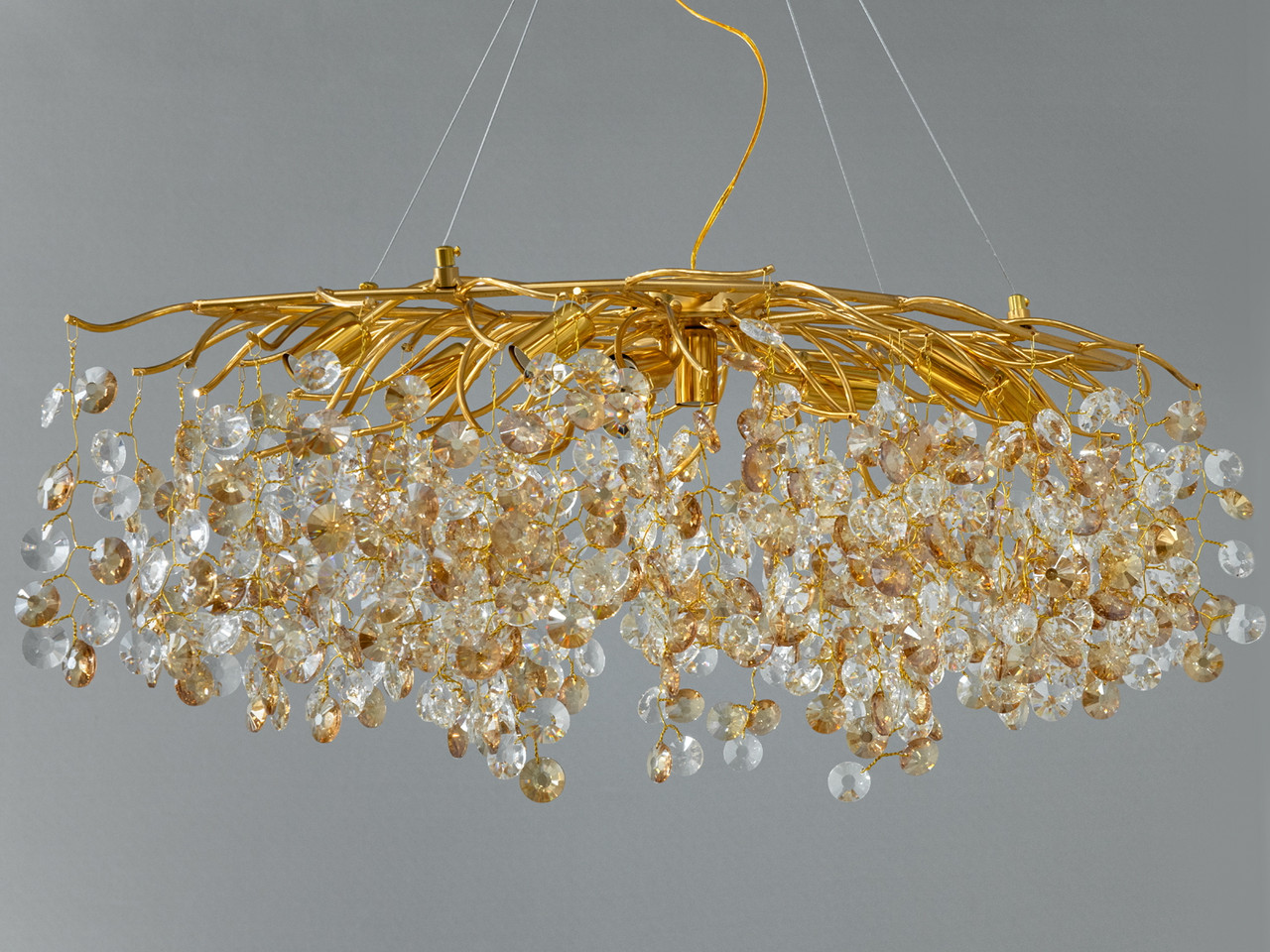 Розкішна кришталева люстра витягнутої форми для залу, колір золото 601-L900GD-LS