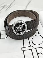 Ремень Майкл Корм Унисекс Коричневый Серебро Мат Кожаный Брендовый Женский Мужской Michael Kors Денвер Ремінь