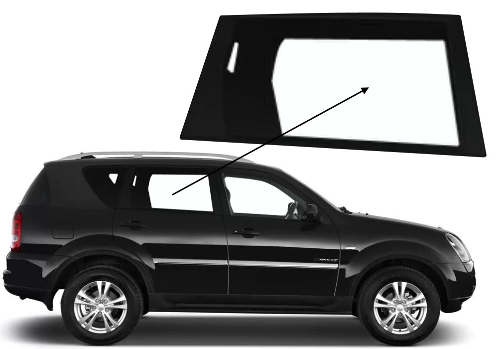 Бічне скло Ssang Yong Rexton 2002-2015 задніх дверей праве, фото 1