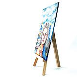 Картина по дереву ручної роботи 10х15 см Дівчина КИЇВ на підставці Український сувенір, фото 2