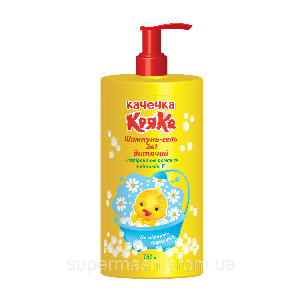 Шампунь-гель 2в1 дитячий «Качечка Кряка» з екстрактом ромашки 750 мл, фото 1
