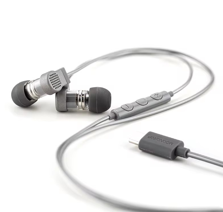 Якісні дротові навушники MoonDrop Quark 2 із мікрофоном silver із чистим звуком для смартфону, фото 1