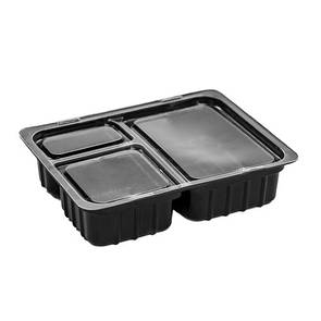 Соусник з кришкою чорний на 3 секції 140 мл (1/уп/50/шт)