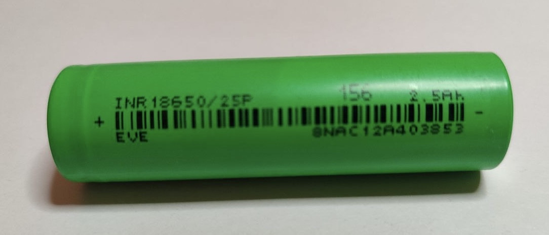 EVE INR18650-25P Li-ion 3.7 V 2500 mAh акумулятор високотоковий 20A