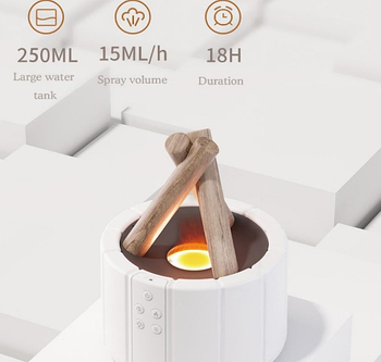 Зволожувач повітря з підсвіткою полум'я, ефект багаття