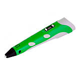 3D-ручка з дисплеєм від Fun Game трафарети + екопластик зелена, фото 2