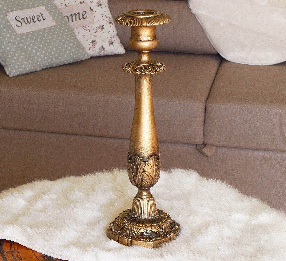 Свічник великий Класика з полістоуну бронзового кольору 43 см, фото 1