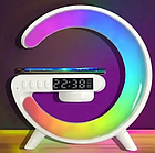 Розумний Нічник світильник G63 міні з Bluetooth Колонкою бездротовою зарядкою 10W Годинниками та RGB-підсвіткою, фото 3