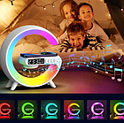 Розумний Нічник світильник G63 міні з Bluetooth Колонкою бездротовою зарядкою 10W Годинниками та RGB-підсвіткою, фото 5