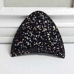 М'який патч "Котяче вушко", крупний глітер, 5,3х6,2 см, чорний