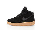Зимові чоловічі кросівки Nike Air Force 1 High "Black Gum" з хутром теплі 40-45р. Фото в живу, фото 7