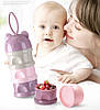 Контейнер для дитячої суміші, для молочної суміші, багатошаровий дозатор сухого молока Жабка (рожевий), фото 9