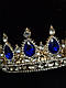 Корона з синім камінням Swarovski Золото 12.5х5.5 см Красива корона для фотосесії Корона для торта, фото 6