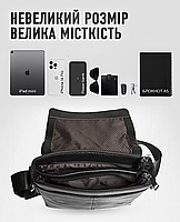 Чоловіча шкіряна сумка месенджер на плече Tiding Bag N722-117 чорна, фото 9