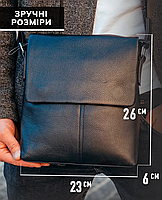 Чоловіча шкіряна сумка месенджер на плече Tiding Bag N722-117 чорна, фото 5