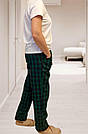 Піжамні домашні штани жіночі ФЛАНЕЛЬ в клітинку COSY ЗЕЛЕНО-СИНЯ F23P, фото 2
