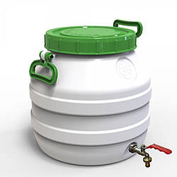 Бідон Євро Пласт 35 л харчовий з латунним краном зелена кришка