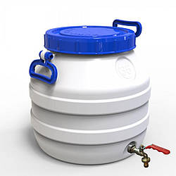 Бідон Євро Пласт 35 л харчовий з латунним краном синя кришка