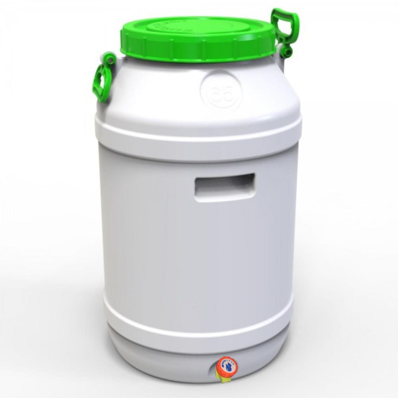 Бідон Євро Пласт 65л харчовий з  вентильним краном зелена кришка