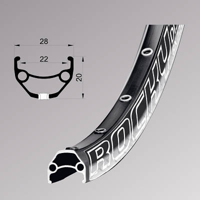 Обід на велосипед Remerx ROCKY 22 RX 3022, 26'', 559x22, 32 отв., AV, пістонований чорний анодований