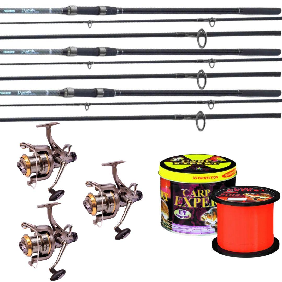 Карповий набір: FR Dynamic вудилища + Flagman Endura Carp 7000 котушки + 1000м волосіні