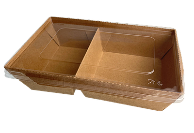 Контейнер крафт на дві секції (210*132 мм) з кришкою, 50 шт