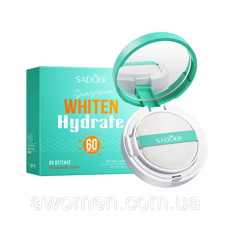Кушон основа для обличчя Sadoer Cream green із захистом SPF 60 PA +++ (12 g), фото 1