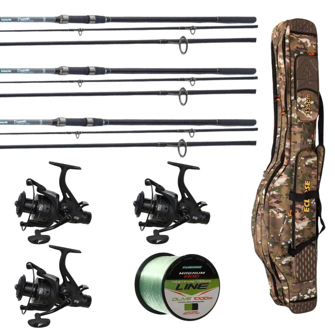 Карповий набір: Fishing ROI Dynamic Carp Rod вудилища + Flagman Sensor Big Game Carp котушки + чохол та подарунок