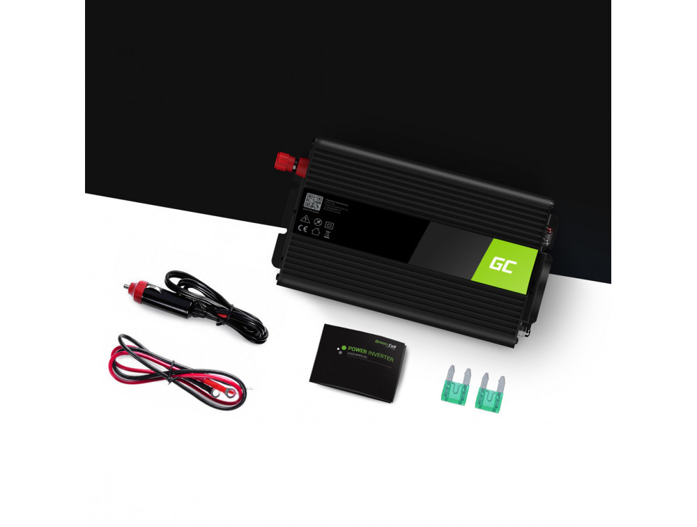 Перетворювач напруги інвертор Green Cell 12 V на 230 V 300 W/600 W Чистий синус (INV05DE), фото 1