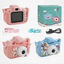 Фотоапарат дитячий Єдиноріг C 56662, звук, фото, відео, фронтальна камера, ігри