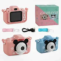 Дитячий цифровий фотоапарат Ведмедик C 56664, звук, фото, відео, фронтальна камера, ігри