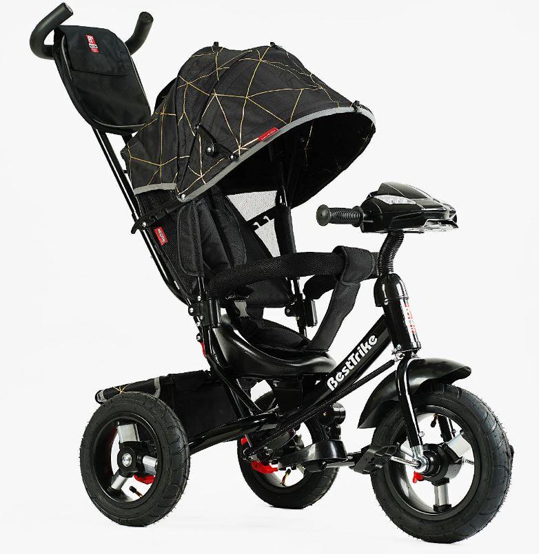 Велосипед BestTrike з батьківською ручкою, надувними колесами, фарою, USB та пультом, фото 1