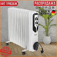 Масляний Обігрівач 2,5 кВт 13 Секцій до 30 кв.м Масляний Радіатор Adler AD7818 2500 Вт з Термостатом на Колесах Білий