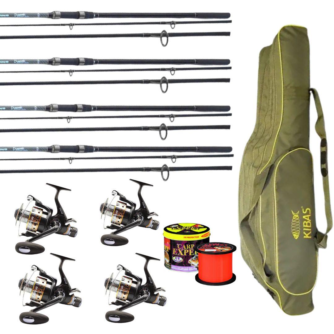 Карповий набір: Fishing Roi Dynamic 3-секційні вудилища + Eclipse J-3FR 6000 котушки + чохол
