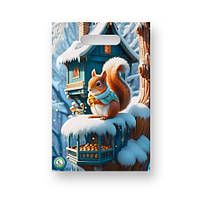 Пакети новорічні з прорубною ручкою 20х30 "Білочка" Комсерв 100 шт/уп. подарунковий пакет новий рік