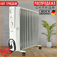 Масляний Обігрівач 2,5 кВт 13 Секцій до 30 кв.м Масляний Радіатор Volteno VO2820 2500 Вт з Термостатом на Колесах Білий