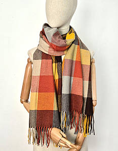 Шарф кашемір дрібна клітинка Рубі теракота