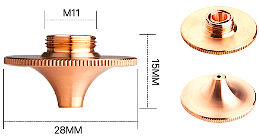 Одинарне сопло 5 mm HSG, D28, H15мм M11 Precitec