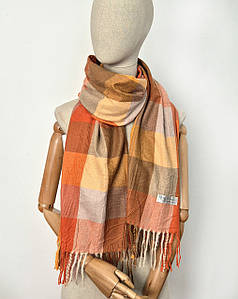 Шарф кашемір дрібна клітинка Рубі теракота оранж