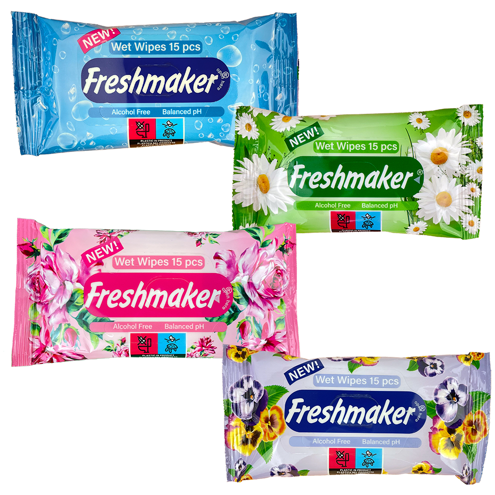 Вологі серветки Freshmaker Ромашка, Троянда, Вода, Фіалка (36 шт/уп) в Show BOX, фото 1