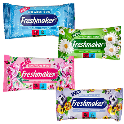 Вологі серветки Freshmaker Ромашка, Троянда, Вода, Фіалка (36 шт/уп) в Show BOX