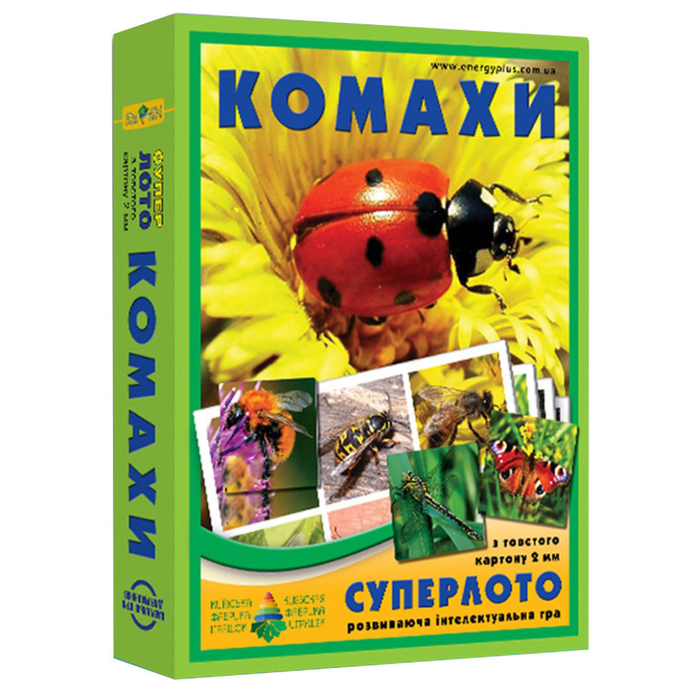 Настільна гра "Супер лото Комахи" Енергія Плюс 81947, 4 ігрові поля, Toyman