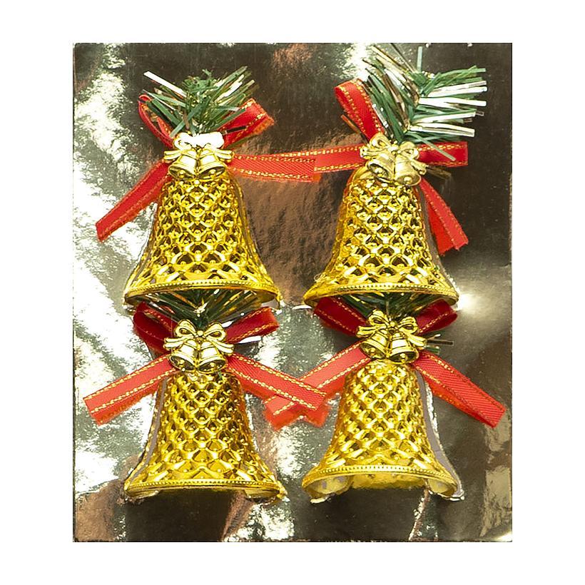 Набір прикрас новорічних "Дзвоник" 4шт 1075-214 золото пластик, Арт.58275