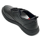 Чоловічі чорні шкіряні кросівки на шнурівці Міда 112544(1) розмір 40, фото 5